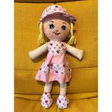 Nostalji Kutusu Pembe Elbiseli Sarı Saçlı Kız Oyuncak Bez Bebek Uyku Arkadaşı 50 cm Doğum Günü Hediyesi