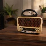 Nostalji Müzik Kutusu - Solar Panelli - Şarjlı - Aux Girişi - Led Fener - Bluetooth