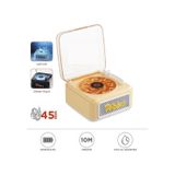 Nostalji Plak Görünüm Mini Dekor Waves Bt Işıklı Müzik Çalar Saat Tf Kart Aux Özellikli - Sarı