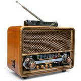 Nostaljik Ahşap Görünüm Eskitme Radyo,güneş Panelli Nostalji Radyo - Kahverengi
