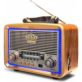 Nostaljik Ahşap Görünüm Radyo,led Özellikli Bluetooth Nostalji Radyo - Kahverengi