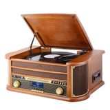Nostaljik Ahşap Kasa Pikap Kaset CD Çalar Bluetoothlu Kumandalı Radyo Mp3 USB 33-45-78 lik Plakla