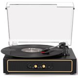 Nostaljik Ahşap Kasa Siyah Pikap Bluetoothlu Bas ve Tiz Kontrollü 33-45-78 lik Plaklar