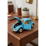 Nostaljik Beetle Vosvos Oyuncak Araba - 17Cm Büyük Boy - Sesli Işıklı Ve Sürtmeli - Mavi Model Araba Vitrin