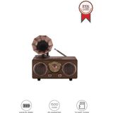 Nostaljik Bluetooth Hoparlör Retro Radyo Kablosuz Speaker Tf Kart Fm/am/sw Torima D89 Koyu Ahşap - Kahverengi