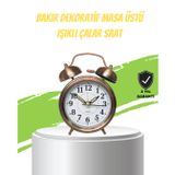 Nostaljik Bronz Metal Alarmlı Masa Saati Büyük Boy Dekoratif Ve Şık Tasarım