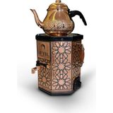 Nostaljik Elektrikli Bakır Işlemeli Çay Semaveri - 3 Litre (Bakır Demlik Hediyeli) - Çok Renkli