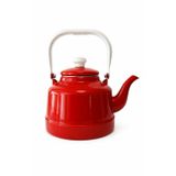 Nostaljik Emaye Kamp ve Mutfak Demliği, Retro Çaydanlık, Isıya Dayanıklı Kulp Kırmızı - 2,5 lt
