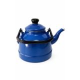 Nostaljik Emaye Kamp ve Mutfak Demliği, Retro Çaydanlık, Isıya Dayanıklı Kulp Mavi - 3,3 lt