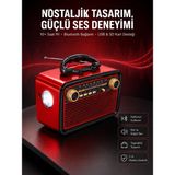 Nostaljik Görünümlü Ahşap Radyo Tf Sd USB Girişli LED Fener Işıklı Midastech - 1