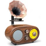 Nostaljik Gramafon Tasarım Radyo,trend Nostalji Radyo Bluetooth Özellikli - Koyu Kahve