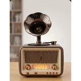 Nostaljik Gramofon Tasarımlı Bluetooth Hoparlör-Fm/Am/Sw 3 Band Radyo-Usb/Tf Kart
