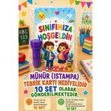 Nostaljik Lezzetler 10 Adet Okula Yeni Başlayan Öğrencilere Sınıfımıza Hoşgeldin Yazılı Hediye Seti 1.sınıf-Hatırası Mühür (Istampa) Tebrik Kartı Hediyeli - Çok Renkli