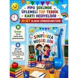 Nostaljik Lezzetler 20 Adet Okula Yeni Başlayan Öğrencilere Hediye Seti Sene Başı Hatırası Pipo Şeklinde Üflemeli Top Tebrik Kartı Hediyeli - Çok Renkli - 1