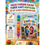 Nostaljik Lezzetler 20 Adet Okula Yeni Başlayan Öğrencilere Sınıfımıza Hoşgeldin Yazılı Hediye Seti 1. Sınıf- Sene Başı Hatırası Keçeli Kalem Tebrik Kartı Hediyeli - Çok Renkli