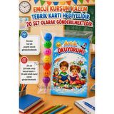 Nostaljik Lezzetler 20 Set Yeni Okumayı Öğrenen Öğrencilere Hediye Artık Okuyorum Yazılı 1. Sınıf Hatırası Emoji Kurşun Kalem Tebrik Kartı Hediyeli - Çok Renkli
