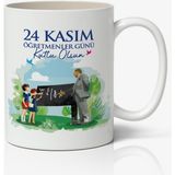 Nostaljik Lezzetler 24 Kasım Öğretmenler Günü Tasarımlı Kupa Bardak Baskılı Kahve Kupa Bardak Model 4
