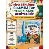 Nostaljik Lezzetler 5 Adet Öğrencilere Özel Okulda Ilk Günüm Yazılı Hediye Seti 1. Sınıf- Sene Başı Pipo Şeklide Üflemeli Top Tebrik Kartı Hediyeli - Çok Renkli
