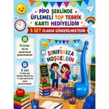 Nostaljik Lezzetler 5 Set Sınıfımıza Hoşgeldin Yazılı Hediye Seti Sene Başı Hatırası Pipo Şeklinde Üflemeli Top Tebrik Kartı Hediyeli - Çok Renkli - 1