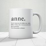 Nostaljik Lezzetler Anne Kelime Anlamı Baskılı Anneler Günü Hediyelik Kupa - Beyaz - 300 ml