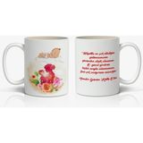 Nostaljik Lezzetler Anneye Sevginizi Anlatan-Anneye Özel Mesajlı 1 Adet Anneler Günü Hediyelik Kupa - Beyaz - 300 ml