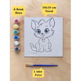 Nostaljik Lezzetler Çocuklar Için Sevimli Kedi Baskılı Tuval Boyama Seti – Hayal Gücünü Keşfet! 19X19 cm (Tuval, Fırça ve 6 Renk Akrilik Boya Seti) - 0