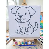 Nostaljik Lezzetler Çocuklar Için Tuval Boyama Seti Sevimli Köpek 19X19 cm (Tuval, Şövale, Fırça ve 6 Renk Akrilik Boya Seti) - 0