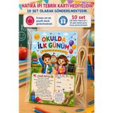 Nostaljik Lezzetler Hatıra İpi Tebrik Kartı Hediyeli 10 Adet Okulda İlk Gün Hediye Seti 1. Sınıf-Sene Başı Hatıra Tebrik Kartı Seti