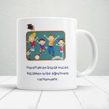 Nostaljik Lezzetler Küçük Bir Mucize, Büyük Bir Öğretmen | Öğretmenler Günü Temalı Baskılı Kupa - Beyaz - 300 ml