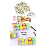 Nostaljik Lezzetler Nostaljik Oyuncak Mühür Istampa 10 Adet + Kum Boyama Seti 10 Adet A5 Boyutunda (20X13,5 Cm)