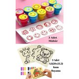Nostaljik Lezzetler Nostaljik Oyuncak Mühür Istampa 3 Adet + Kum Boyama Seti 3 Adet A5 Boyutunda (20X13,5 Cm)