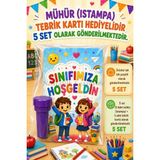 Nostaljik Lezzetler Okula Yeni Başlayan Öğrencilere 5 Adet Hediye Seti Mühür (Istampa) Tebrik Kartı Hediyeli - Çok Renkli - 1