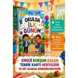 Nostaljik Lezzetler Okula Yeni Başlayan Öğrencilere Özel 10 Adet Hediye Seti 1. Sınıf- Sene Başı Emoji Kurşun Kalem Tebrik Kartı Hediyeli - Çok Renkli