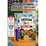 Nostaljik Lezzetler Okula Yeni Başlayan Öğrencilere Özel 5 Adet Hediye Seti 1. Sınıf- Sene Başı Mühür (Istampa) Tebrik Kartı Hediyeli - Çok Renkli