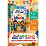 Nostaljik Lezzetler Okula Yeni Başlayan Öğrencilere Özel Okulda İlk Günüm Yazılı 10 Adet Hediye Seti 1. Sınıf- Sene Başı Emoji Kurşun Kalem