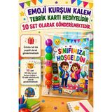 Nostaljik Lezzetler Okula Yeni Başlayan Öğrencilere Sınıfımıza Hoşgeldin Yazılı 10 Adet Hediye Seti 1. Sınıf- Sene Başı Hatırası Emoji Kurşun Kalem Tebrik Kartı Hediyeli - Çok Renkli