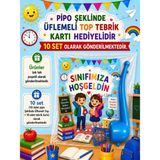 Nostaljik Lezzetler Okula Yeni Başlayan Öğrencilere Sınıfımıza Hoşgeldin Yazılı 10 Adet Hediye Seti Sene Başı Hatırası Pipo Şeklinde Üflemeli Top Tebrik Kartı Hediyeli - Çok Renkli