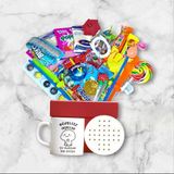 Nostaljik Lezzetler Retro Lezzetler ve Sürprizlerle Dolu Kırmızı Hediye Kutusu ve Düzelcez İnşallah Şu Olaylar Bir Bitsin Yazılı Kupa Bardak - 1 Adet