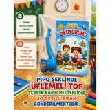 Nostaljik Lezzetler Yeni Okumayı Öğrenen Öğrencilere Hediye 10 Set Artık Okuyorum Yazılı 1. Sınıf Hatırası Pipo Şeklinde Üflemeli Top Tebrik Kartı Hediyeli - Çok Renkli