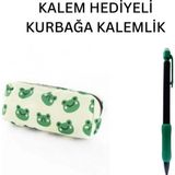 Nostaljik Lezzetler Yeşil Kurbağa Tatlı Kalemlik - Okul Kalemliği-Makyaj Çantası ve Hediye Kalem