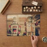 Nostaljik Oyuncak Robotlar Tasarımı 240 Parça Ahşap Puzzle Ahşap Kutuda MP00987