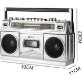 Nostaljik Radyo Fm Radyo USB Mp3 Çalar Bluetooth Kaset Çalar Hoparlör Gümüş Renkli