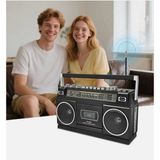 Nostaljik Radyo Siyah Renk Bluetooth Fm Radyo USB Mp3 Çalar Kaset Çalar Hoparlör