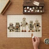 Nostaljik Robotlar Tasarımı 240 Parça Ahşap Puzzle Ahşap Kutuda MP07054