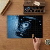 Nostaljik Siyah Telefon Tasarımı 240 Parça Ahşap Puzzle Ahşap Kutuda MP04941