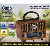 Nostaljik Tasarımlı Çok Fonksiyonlu Şarjlı Radyo, Bluetooth, Usb, Sd, Fm - Ahşap - Ceviz