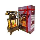 Nostaljik Telefon, müzik fonksiyonlu, LED ışıklı ve hareketli kar, Noel Baba'nın gelişinin gizemi, Bronz kahverengi 32X17X8 cm