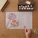 Nostaljik Yuvarlak Şekerler Tasarımı 240 Parça Ahşap Puzzle Ahşap Kutuda MP03476