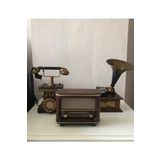 NOSTALJİM Bluetooth, Usb, Fm Radyo Özellikli Nostaljik Radyo Dekoratif Metal Telefon Dekoratif Metal Gramofon