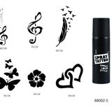 Nota ve Kalpler Spray Tattoo Geçici Sprey Dövme Seti